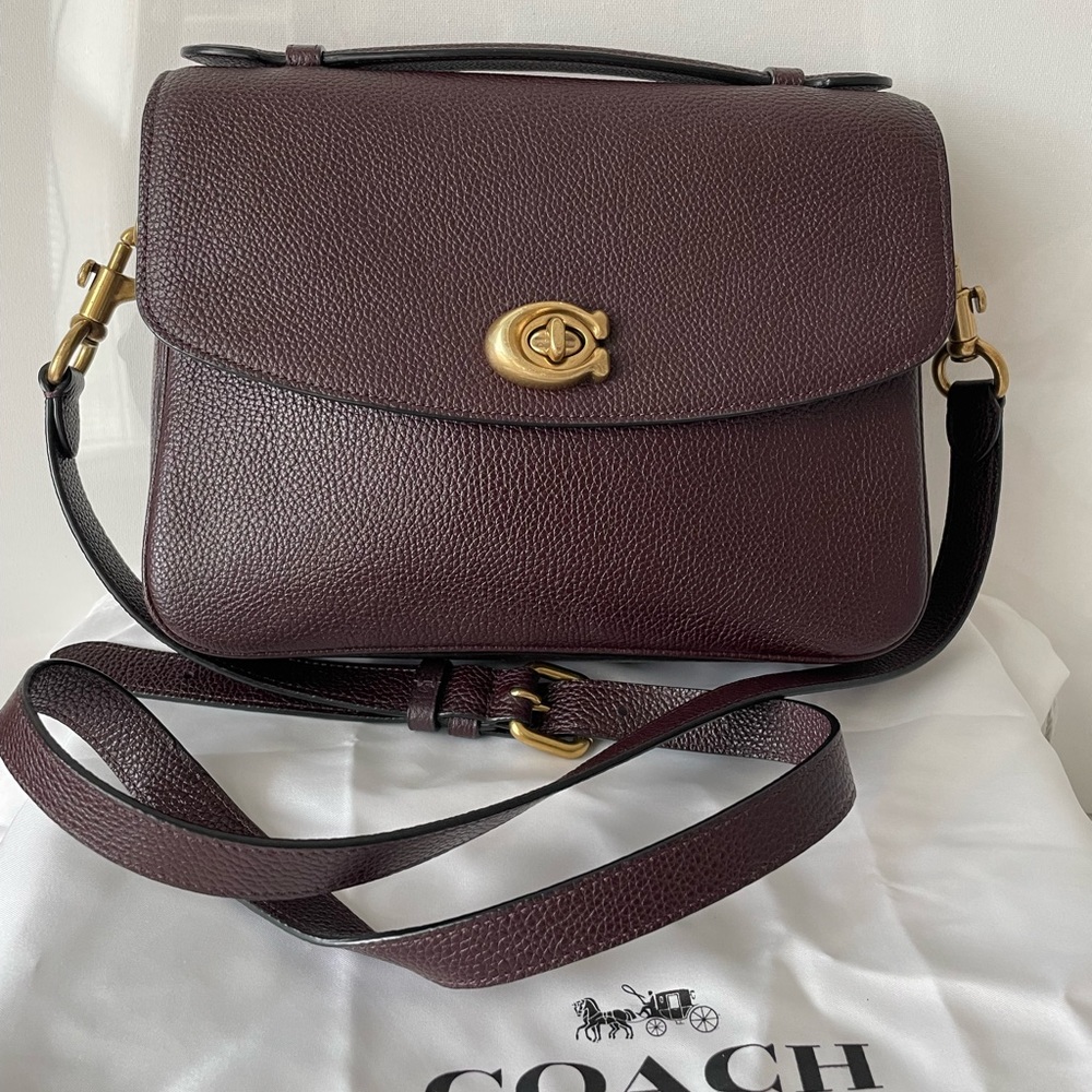 Original Coach Cassie Oxblood Leather Crossbody Top Handle Bag